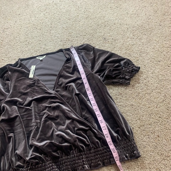 Madewell velvet smocked crossover vneck top - Picture 3 of 5
